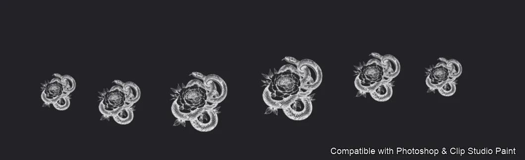 Serpent Ink brush 2 of 100 — Photoshop & Clip Studio Paint .abr preview