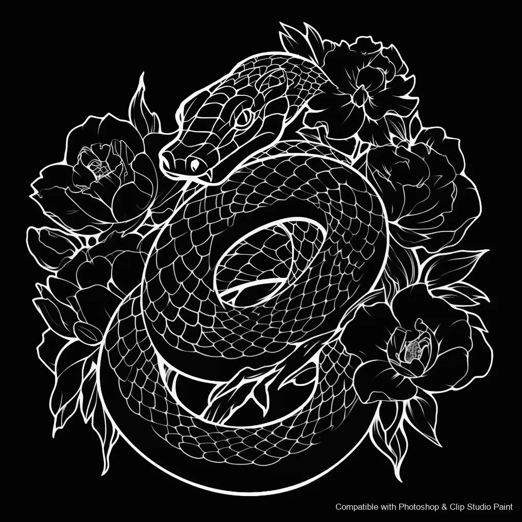 Serpent Ink brush 20 of 100 — Photoshop & Clip Studio Paint .abr preview