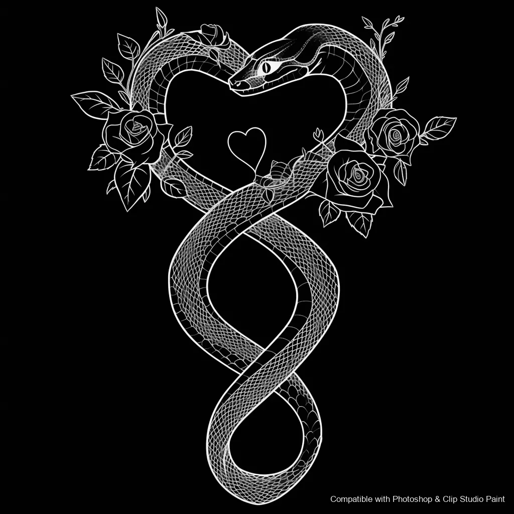 Serpent Ink brush 22 of 100 — Photoshop & Clip Studio Paint .abr preview