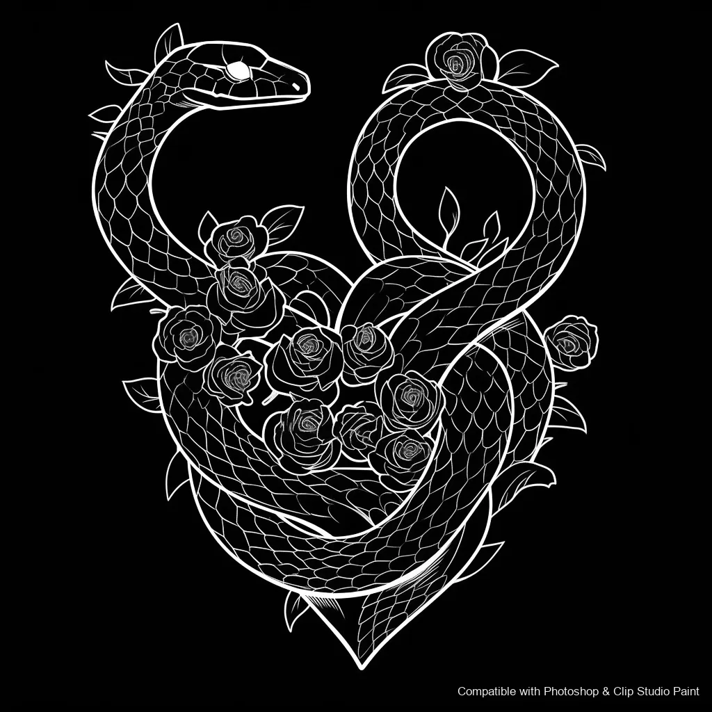 Serpent Ink brush 24 of 100 — Photoshop & Clip Studio Paint .abr preview