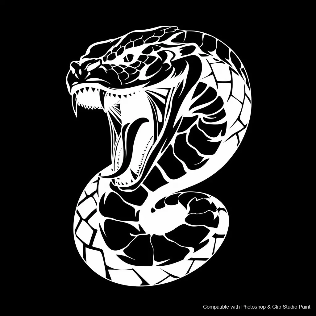 Serpent Ink brush 30 of 100 — Photoshop & Clip Studio Paint .abr preview
