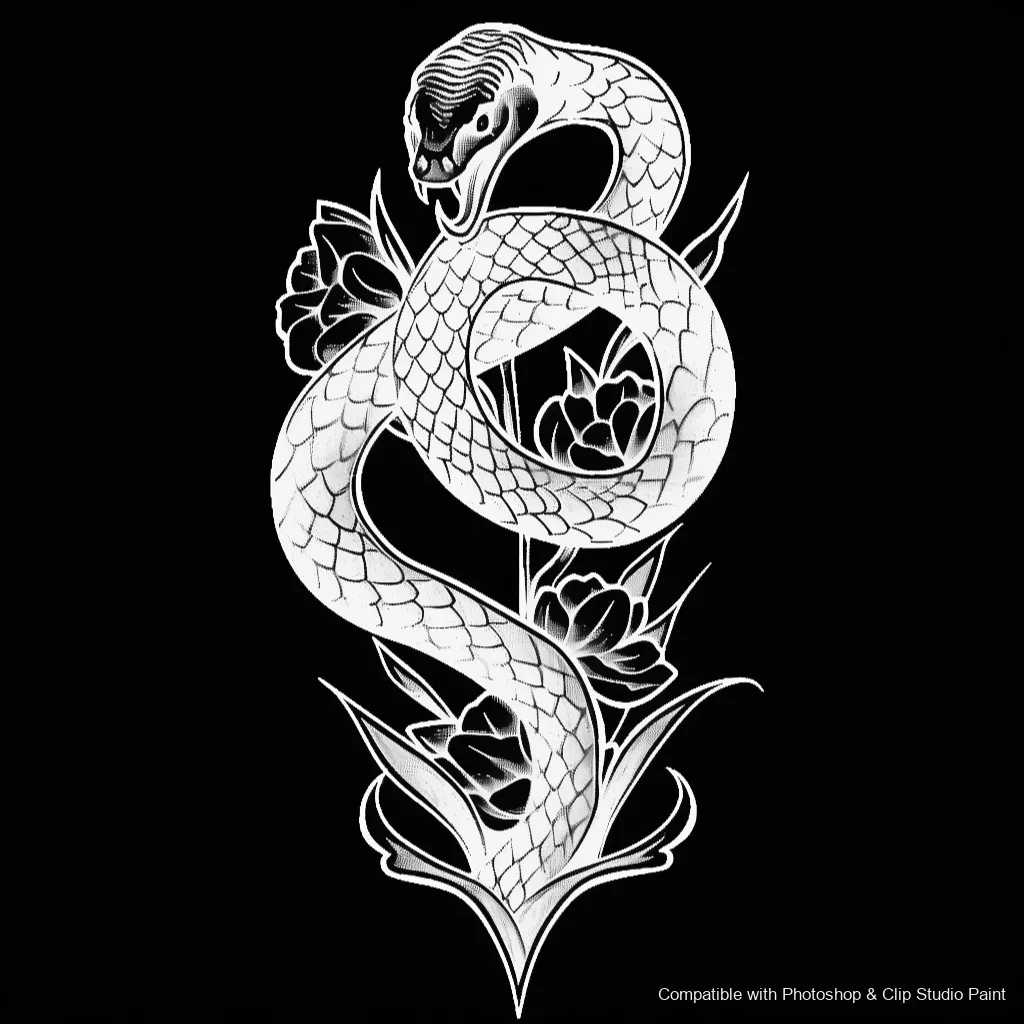 Serpent Ink brush 33 of 100 — Photoshop & Clip Studio Paint .abr preview