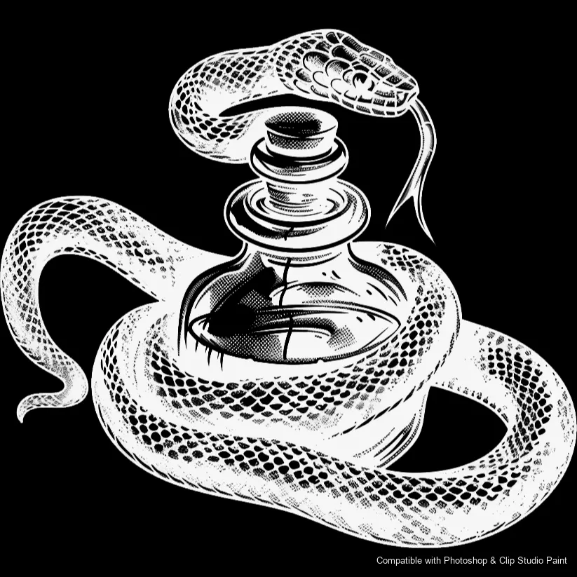 Serpent Ink brush 35 of 100 — Photoshop & Clip Studio Paint .abr preview