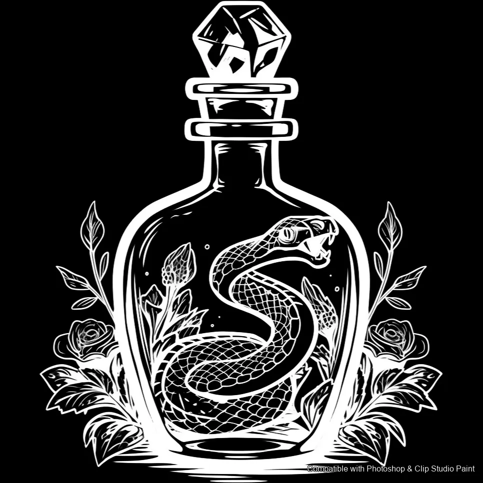 Serpent Ink brush 60 of 100 — Photoshop & Clip Studio Paint .abr preview