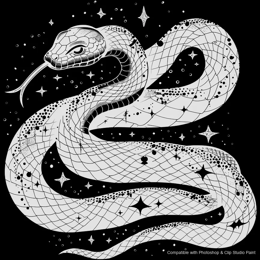 Serpent Ink brush 71 of 100 — Photoshop & Clip Studio Paint .abr preview