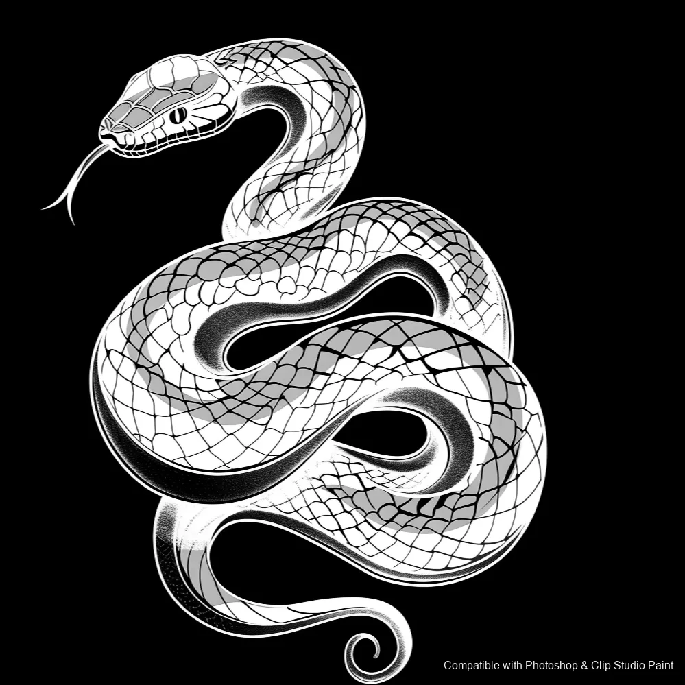Serpent Ink brush 73 of 100 — Photoshop & Clip Studio Paint .abr preview