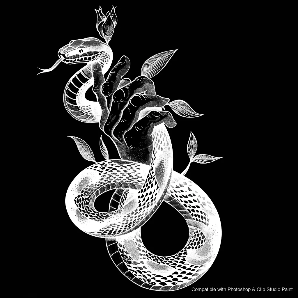 Serpent Ink brush 81 of 100 — Photoshop & Clip Studio Paint .abr preview