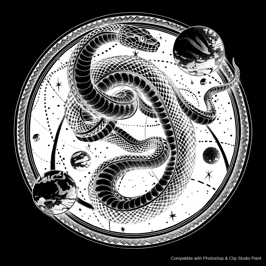 Serpent Ink brush 83 of 100 — Photoshop & Clip Studio Paint .abr preview