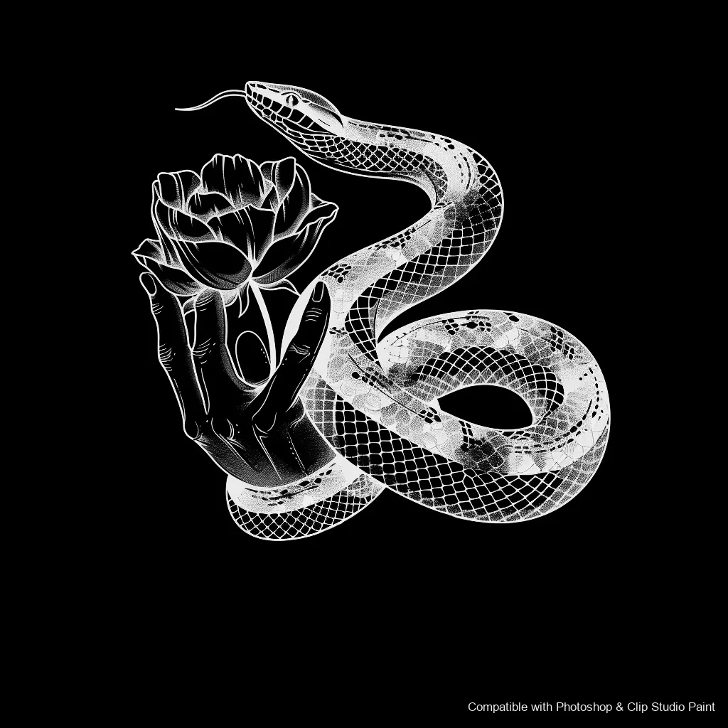 Serpent Ink brush 92 of 100 — Photoshop & Clip Studio Paint .abr preview
