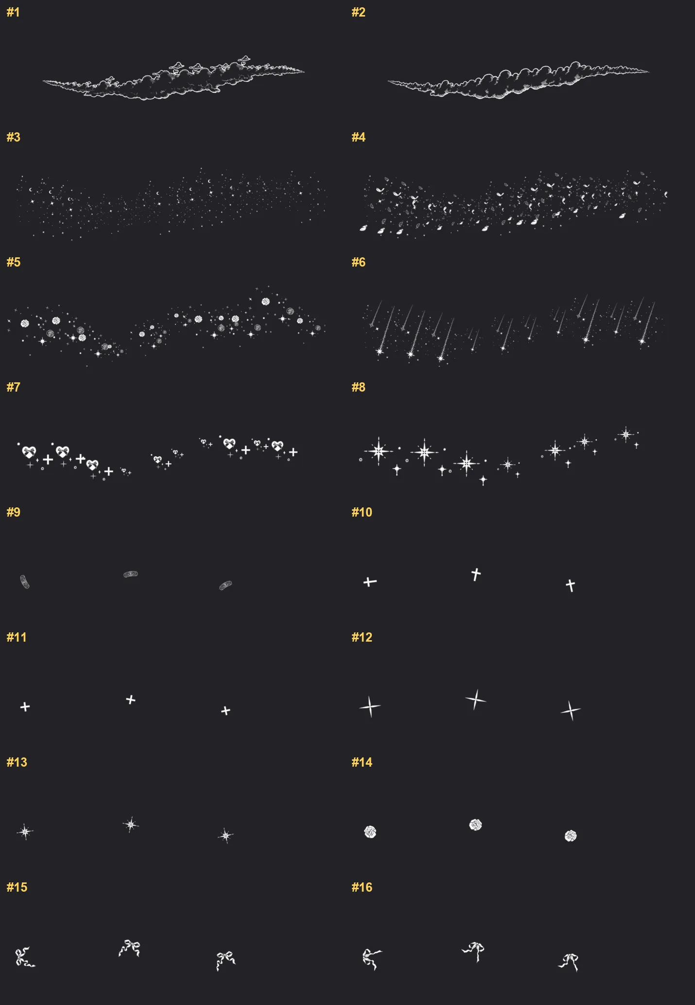 Starlight Brushes Procreate brushes overview sheet 1