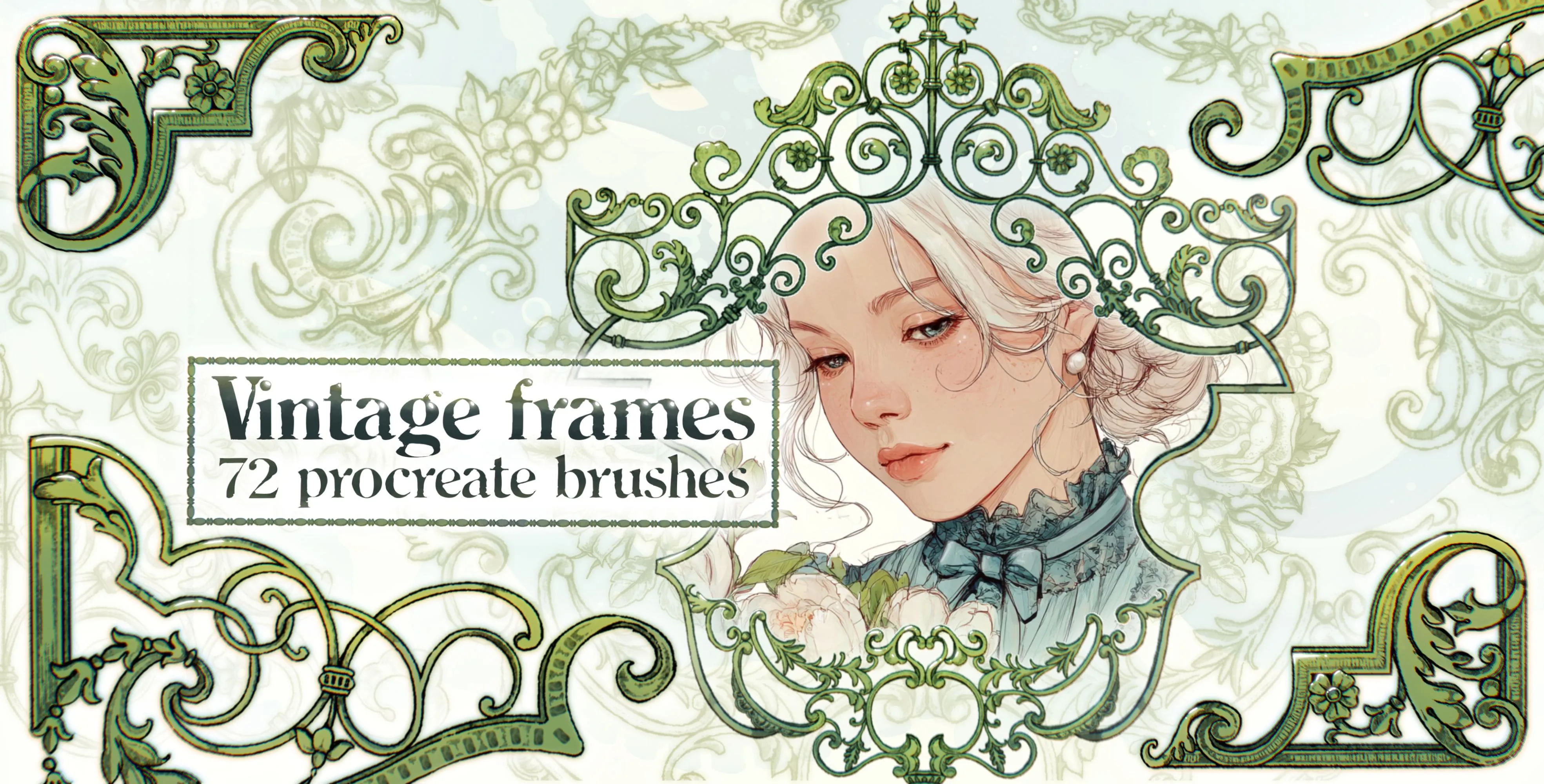 Vintage Frames Procreate brush set — 72 brushes, decoration & vintage