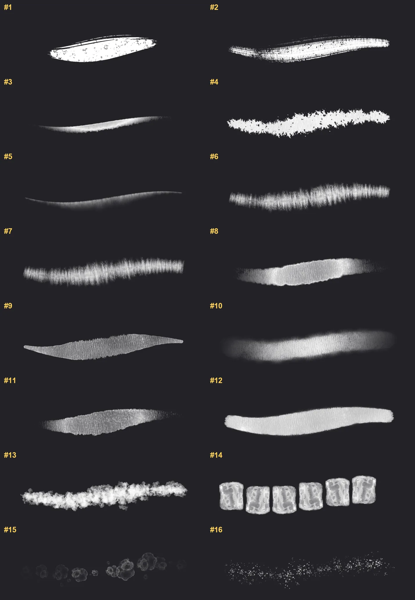 Watercolor Brush Pack Procreate brushes overview sheet 1
