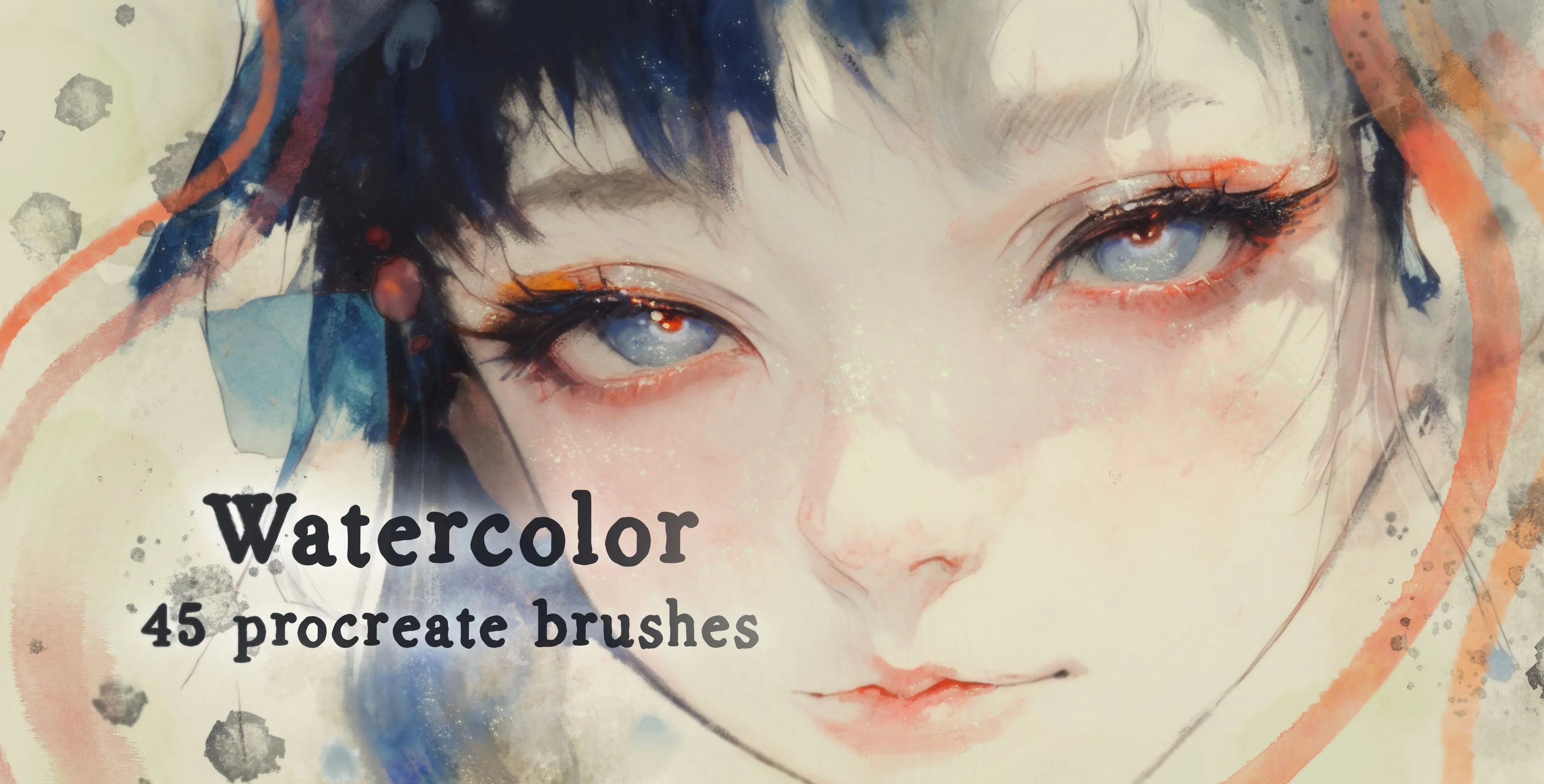 Watercolor Procreate brush set — 46 brushes, watercolor & gouache