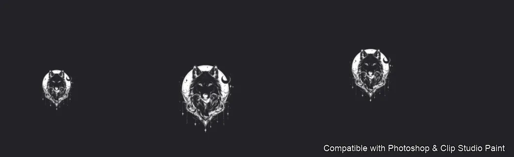 Wolf Ink brush 4 of 100 — Photoshop & Clip Studio Paint .abr preview