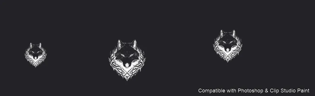 Wolf Ink brush 6 of 100 — Photoshop & Clip Studio Paint .abr preview