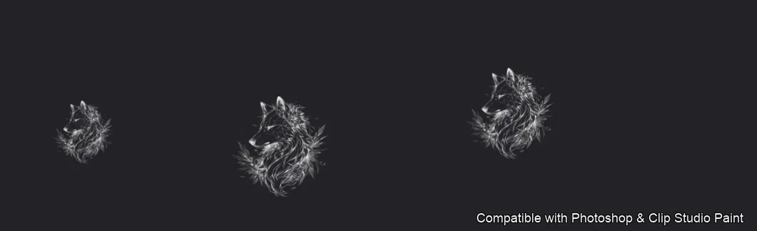 Wolf Ink brush 9 of 100 — Photoshop & Clip Studio Paint .abr preview