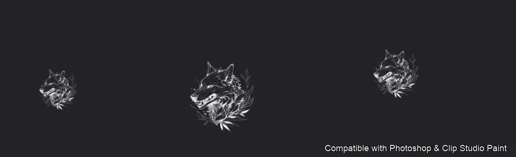 Wolf Ink brush 10 of 100 — Photoshop & Clip Studio Paint .abr preview