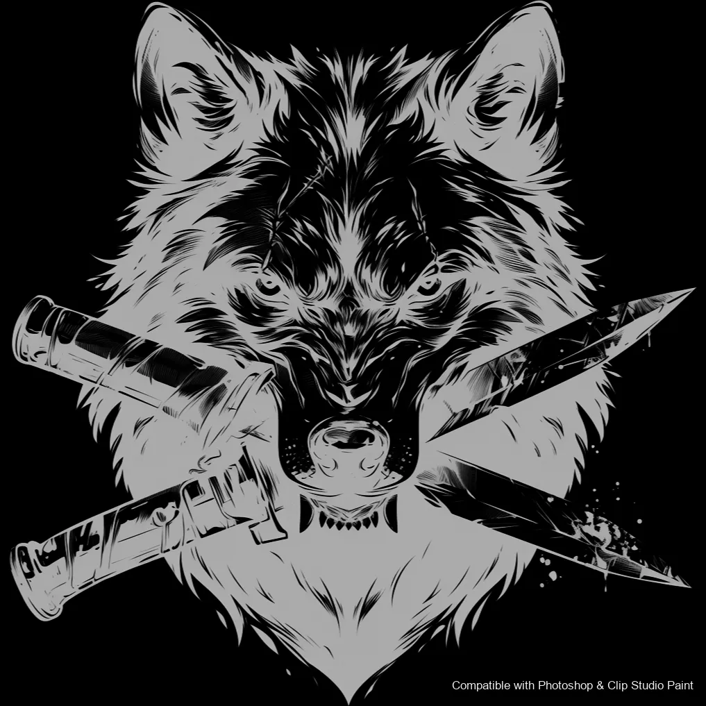 Wolf Ink brush 100 of 100 — Photoshop & Clip Studio Paint .abr preview
