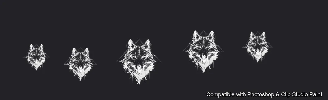 Wolf Ink brush 11 of 100 — Photoshop & Clip Studio Paint .abr preview