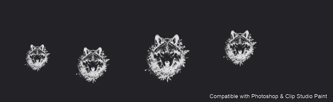 Wolf Ink brush 12 of 100 — Photoshop & Clip Studio Paint .abr preview