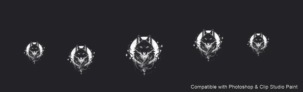 Wolf Ink brush 13 of 100 — Photoshop & Clip Studio Paint .abr preview