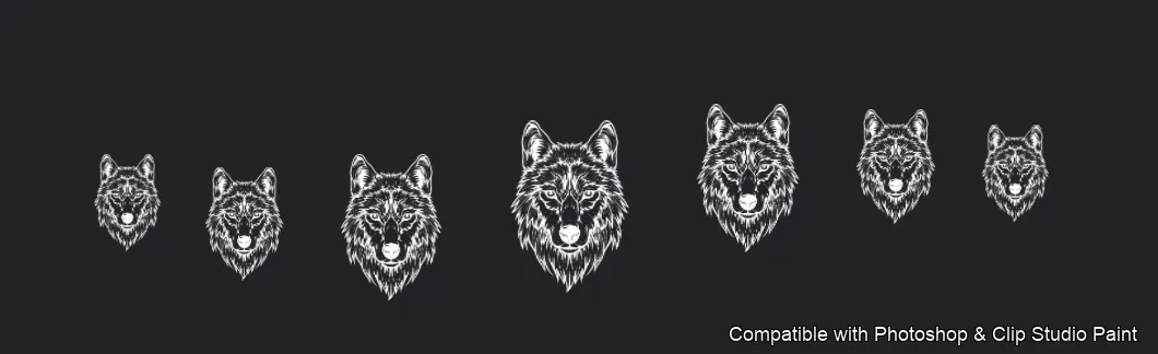 Wolf Ink brush 16 of 100 — Photoshop & Clip Studio Paint .abr preview