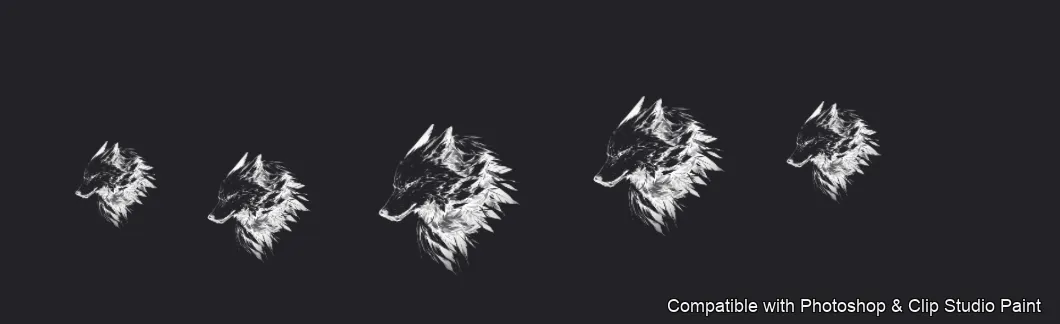 Wolf Ink brush 18 of 100 — Photoshop & Clip Studio Paint .abr preview