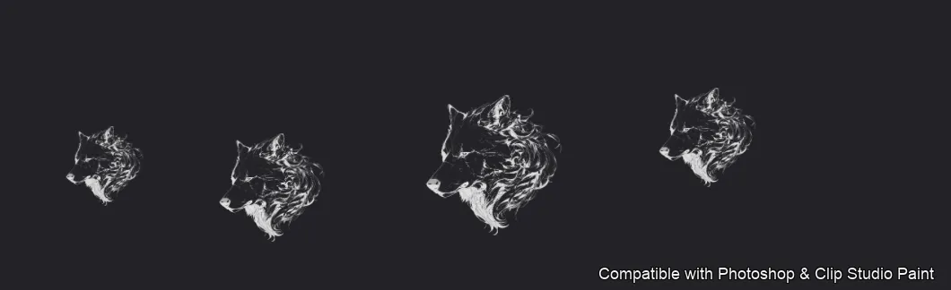 Wolf Ink brush 23 of 100 — Photoshop & Clip Studio Paint .abr preview