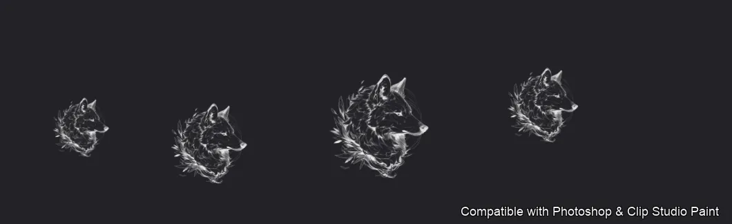 Wolf Ink brush 24 of 100 — Photoshop & Clip Studio Paint .abr preview