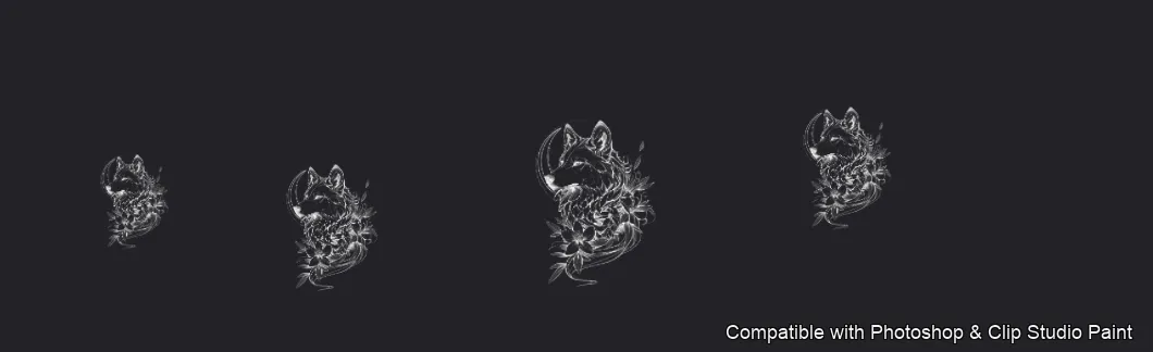 Wolf Ink brush 25 of 100 — Photoshop & Clip Studio Paint .abr preview