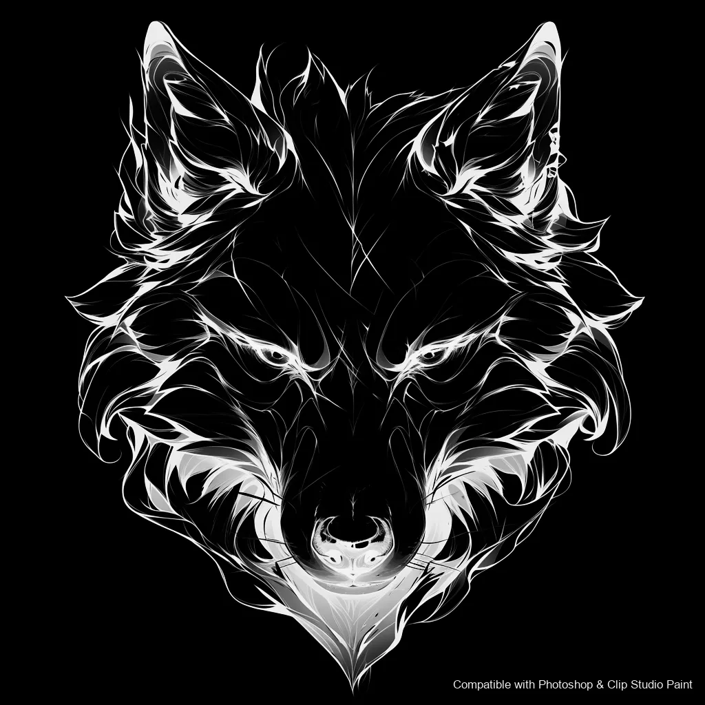 Wolf Ink brush 27 of 100 — Photoshop & Clip Studio Paint .abr preview
