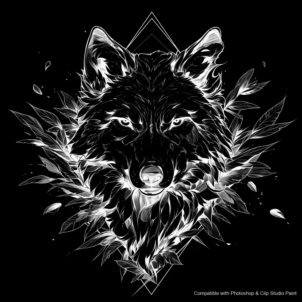 Wolf Ink brush 28 of 100 — Photoshop & Clip Studio Paint .abr preview