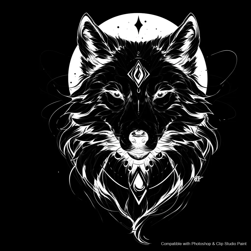 Wolf Ink brush 31 of 100 — Photoshop & Clip Studio Paint .abr preview