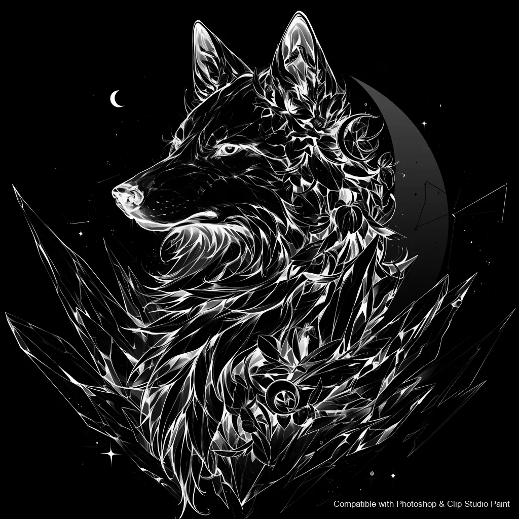 Wolf Ink brush 32 of 100 — Photoshop & Clip Studio Paint .abr preview