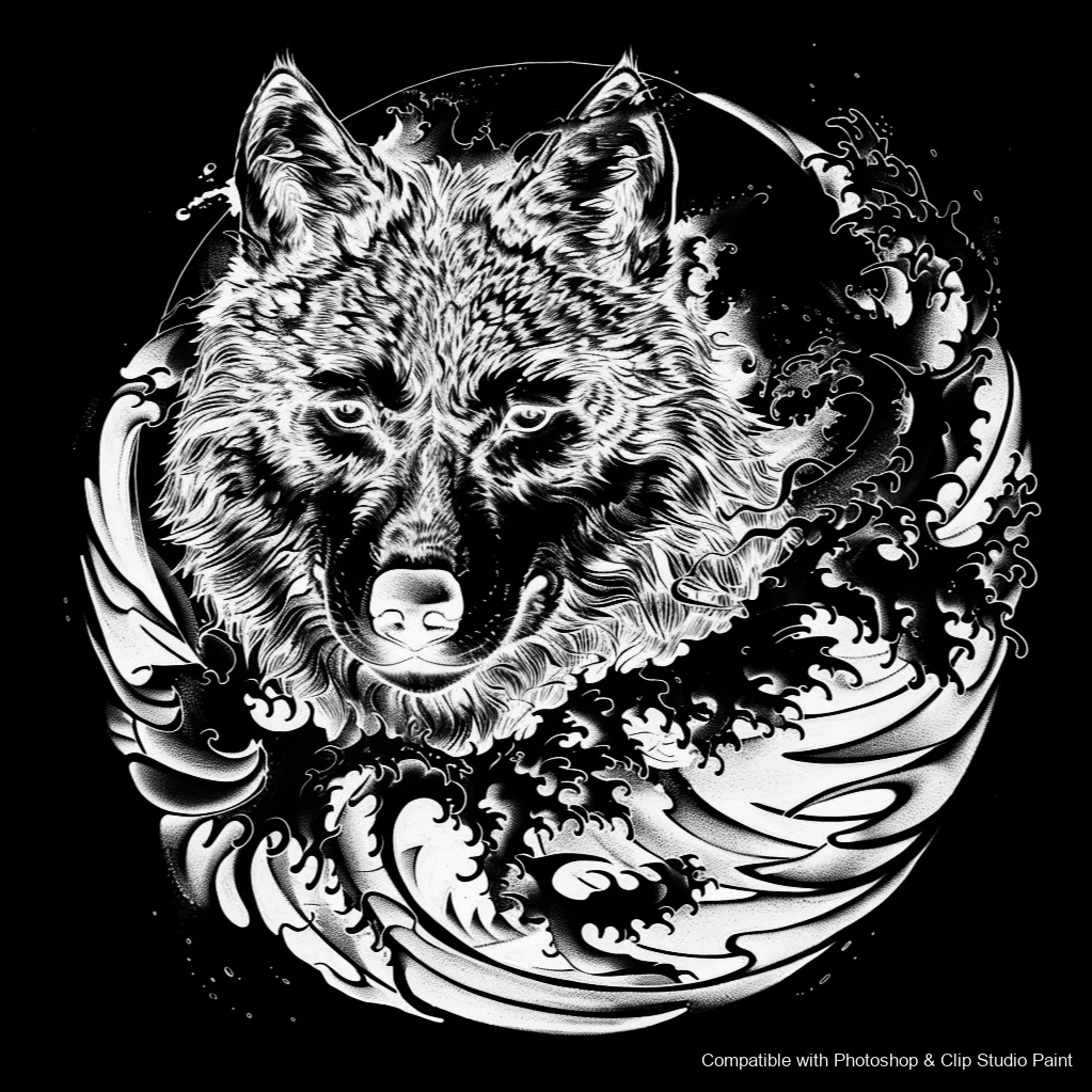 Wolf Ink brush 33 of 100 — Photoshop & Clip Studio Paint .abr preview