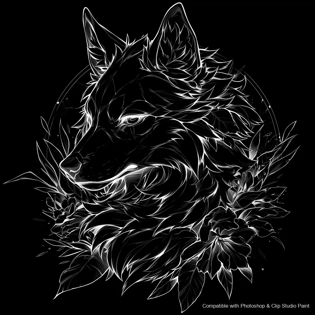 Wolf Ink brush 36 of 100 — Photoshop & Clip Studio Paint .abr preview