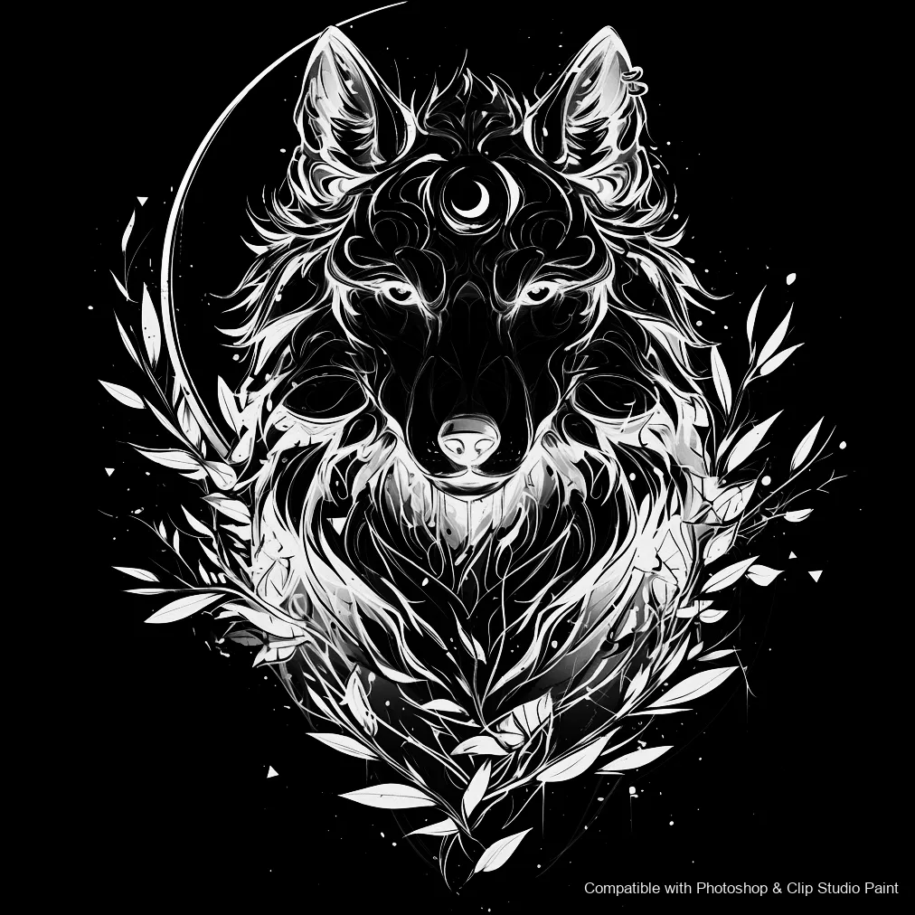 Wolf Ink brush 37 of 100 — Photoshop & Clip Studio Paint .abr preview
