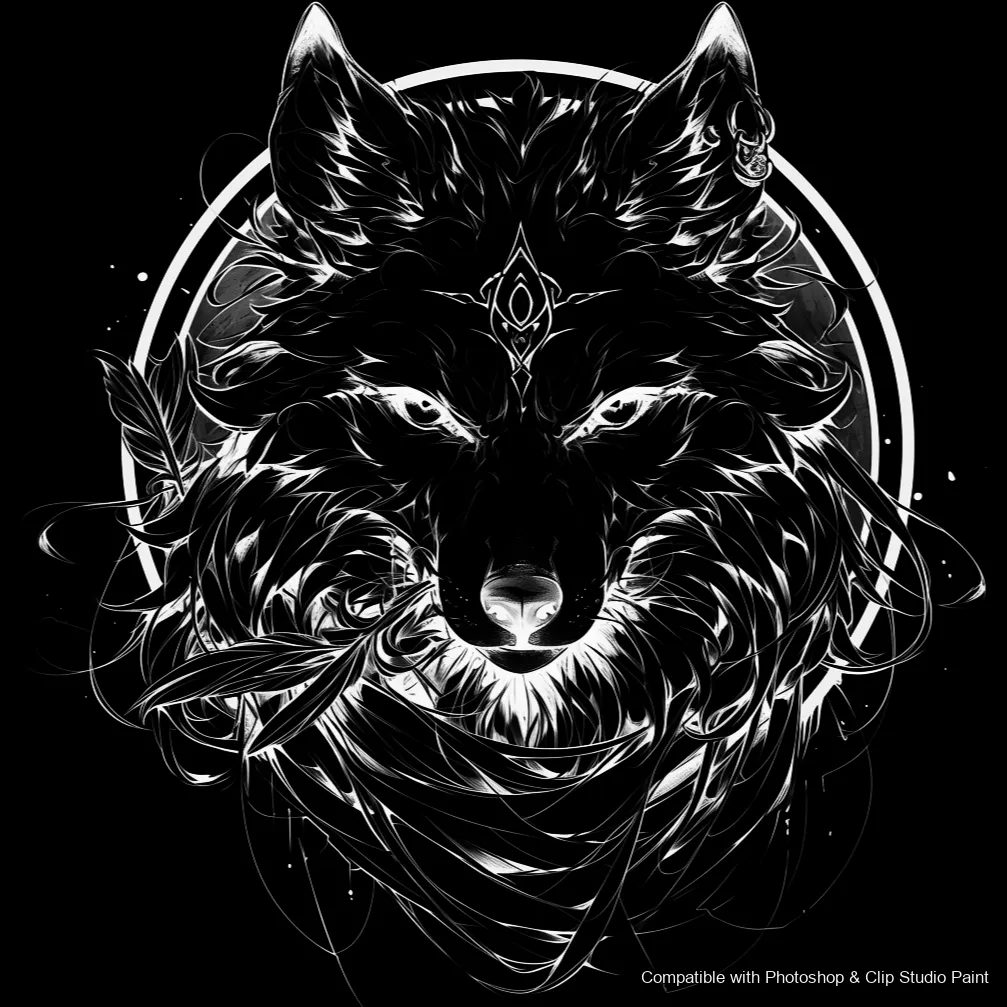 Wolf Ink brush 39 of 100 — Photoshop & Clip Studio Paint .abr preview