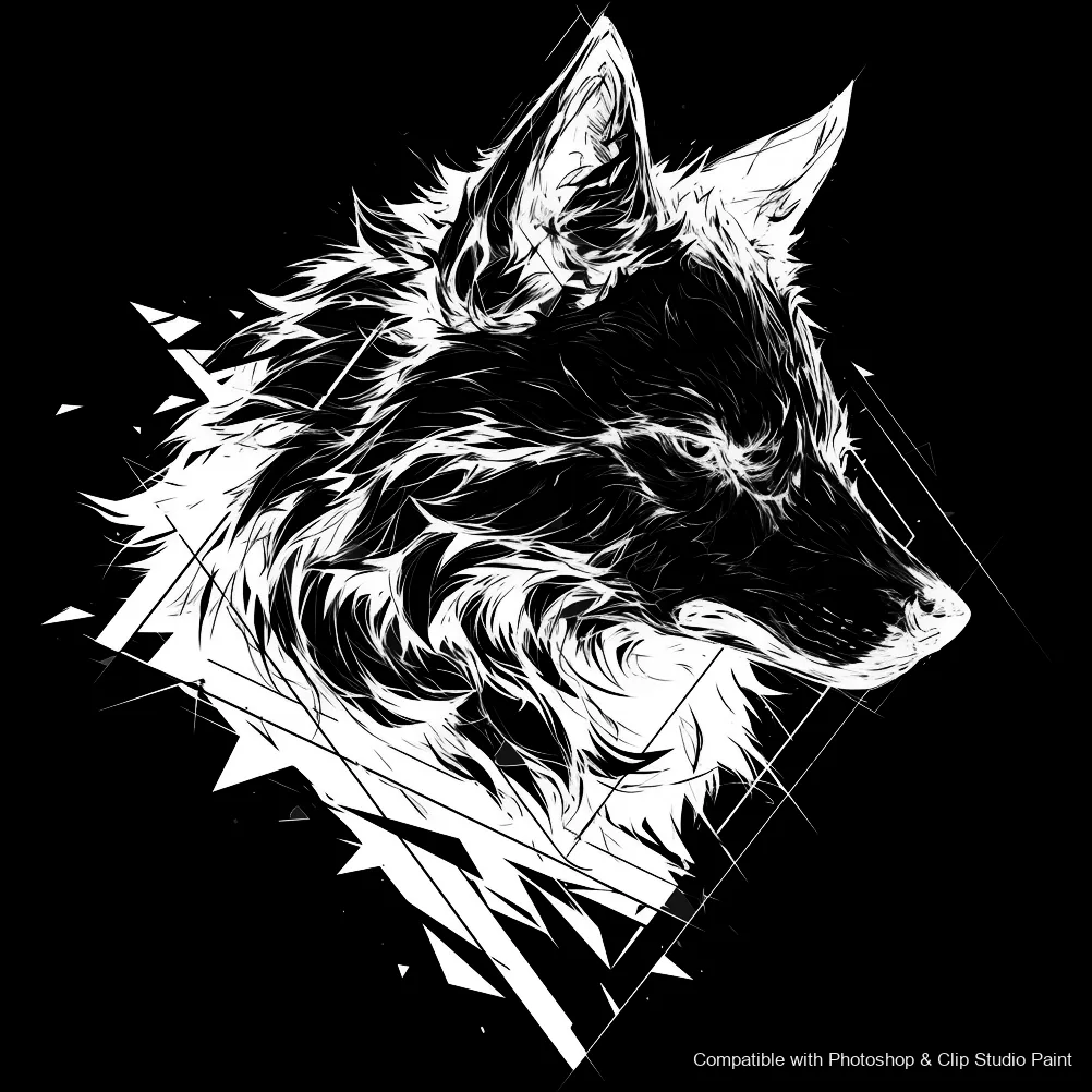 Wolf Ink brush 44 of 100 — Photoshop & Clip Studio Paint .abr preview