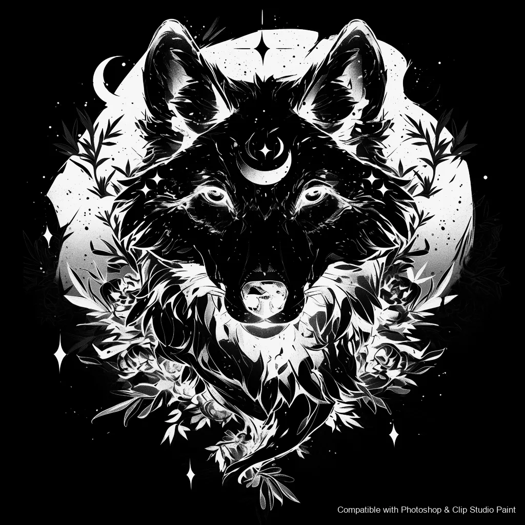 Wolf Ink brush 46 of 100 — Photoshop & Clip Studio Paint .abr preview