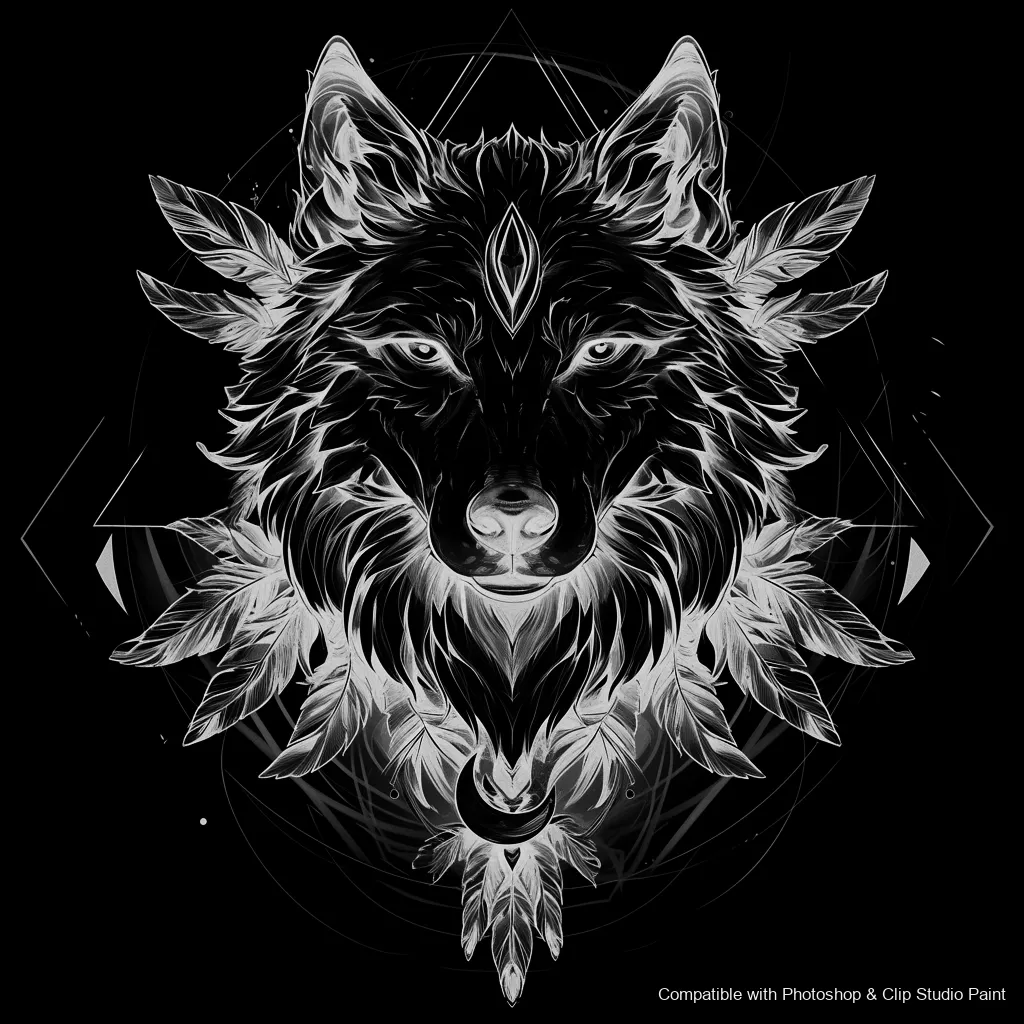 Wolf Ink brush 47 of 100 — Photoshop & Clip Studio Paint .abr preview