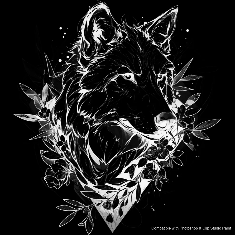 Wolf Ink brush 49 of 100 — Photoshop & Clip Studio Paint .abr preview