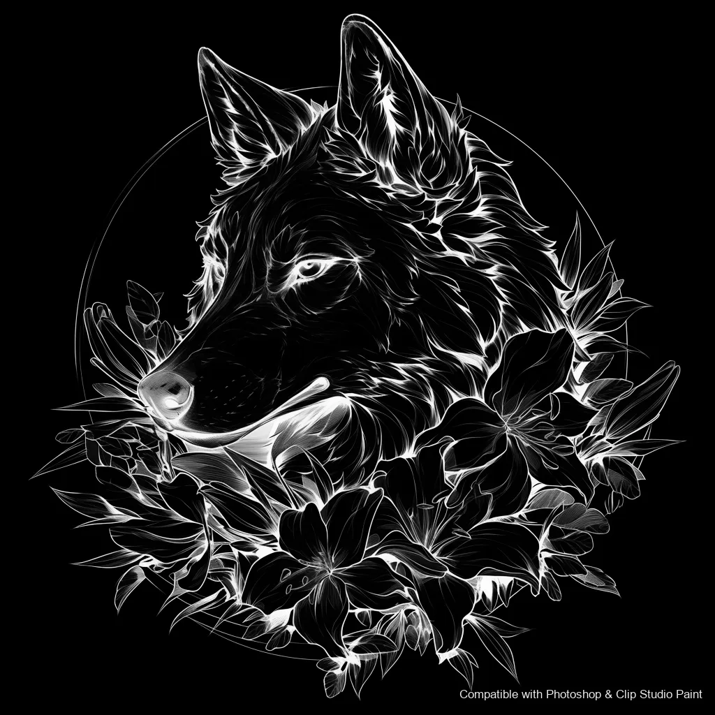 Wolf Ink brush 50 of 100 — Photoshop & Clip Studio Paint .abr preview