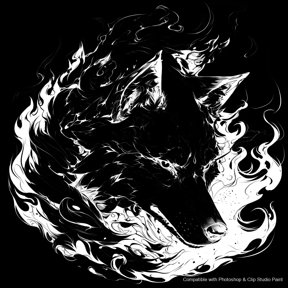 Wolf Ink brush 51 of 100 — Photoshop & Clip Studio Paint .abr preview