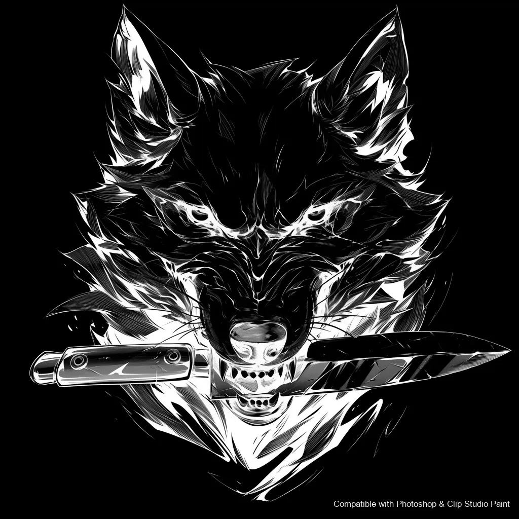 Wolf Ink brush 52 of 100 — Photoshop & Clip Studio Paint .abr preview