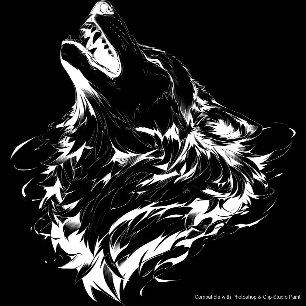Wolf Ink brush 55 of 100 — Photoshop & Clip Studio Paint .abr preview