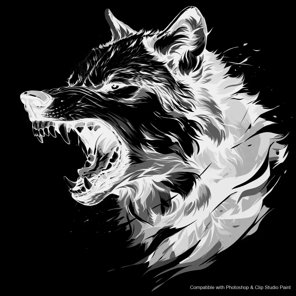 Wolf Ink brush 57 of 100 — Photoshop & Clip Studio Paint .abr preview