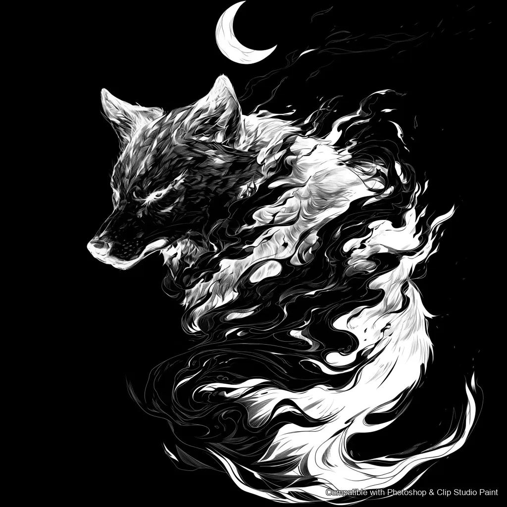 Wolf Ink brush 58 of 100 — Photoshop & Clip Studio Paint .abr preview