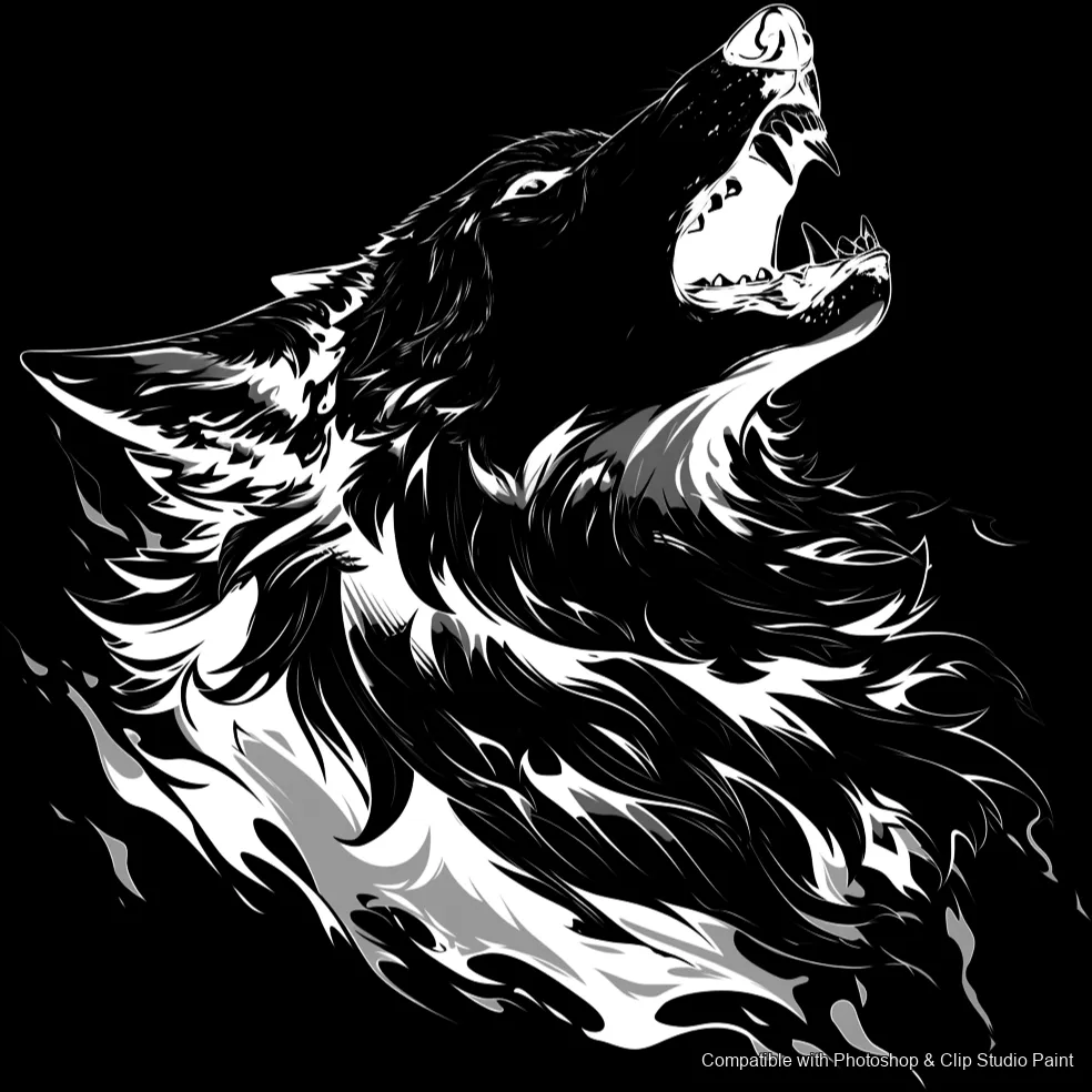 Wolf Ink brush 59 of 100 — Photoshop & Clip Studio Paint .abr preview