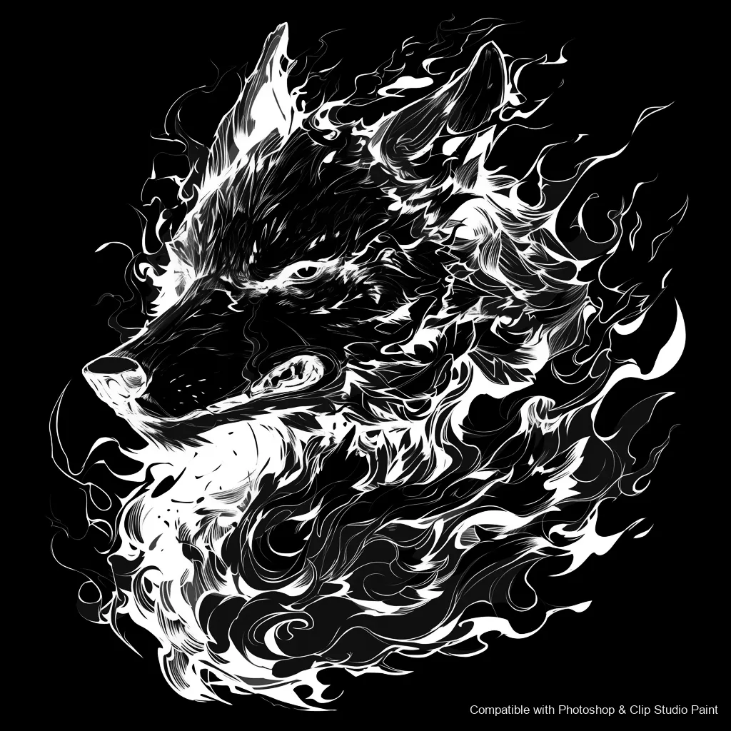 Wolf Ink brush 60 of 100 — Photoshop & Clip Studio Paint .abr preview
